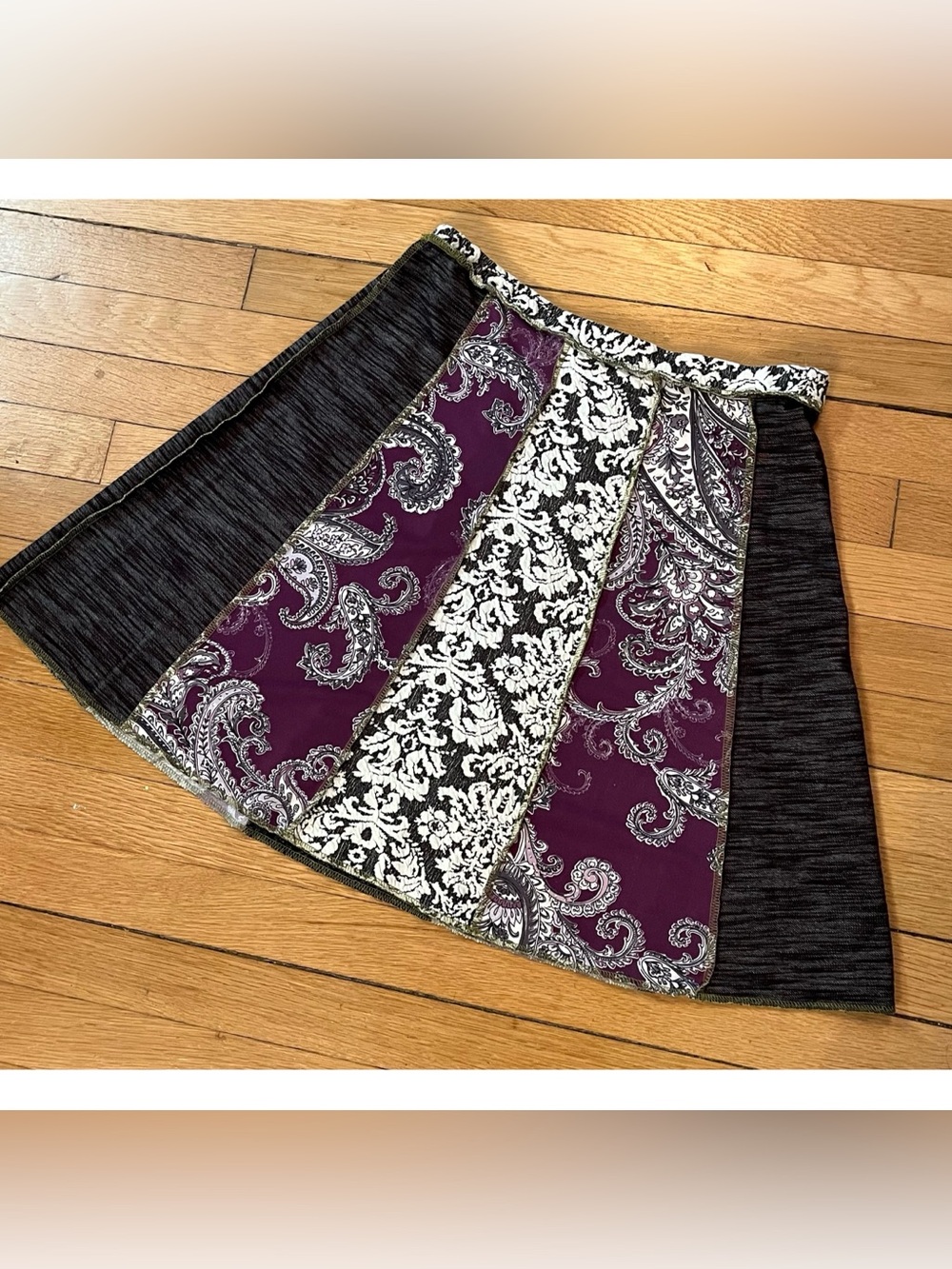 Boho NY BeBop Skirt Purple and Black Patchwork size Large